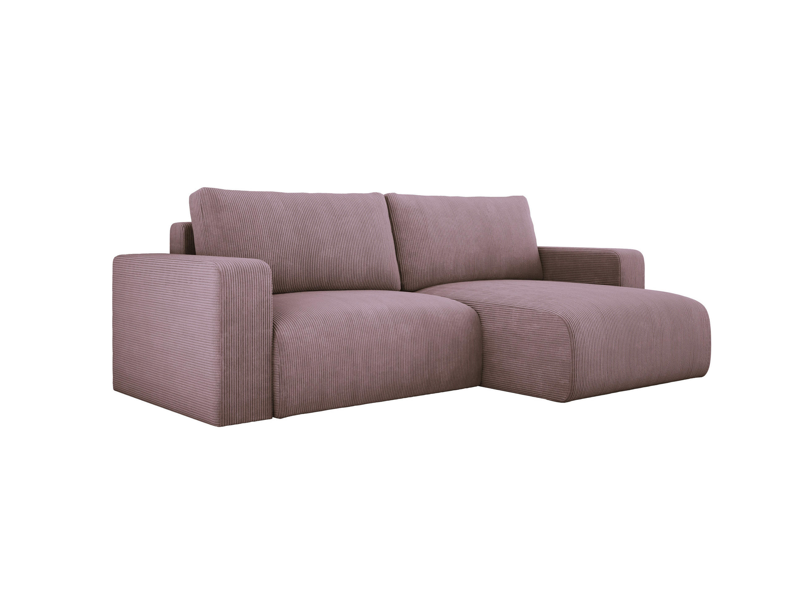 ECKSOFA Carl L-förmig Schlaffunktion und Bettkasten weicher Cordstoff flexibel stellbar lose Rückenkissen freistehend RECHTS 247x143x83cm Light rose - Hellrosa, Holz/Textil (247/143cm) - DomoHome