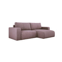 ECKSOFA Carl L-förmig Schlaffunktion und Bettkasten weicher Cordstoff flexibel stellbar lose Rückenkissen freistehend RECHTS 247x143x83cm Light rose - Hellrosa, Holz/Textil (247/143cm) - DomoHome