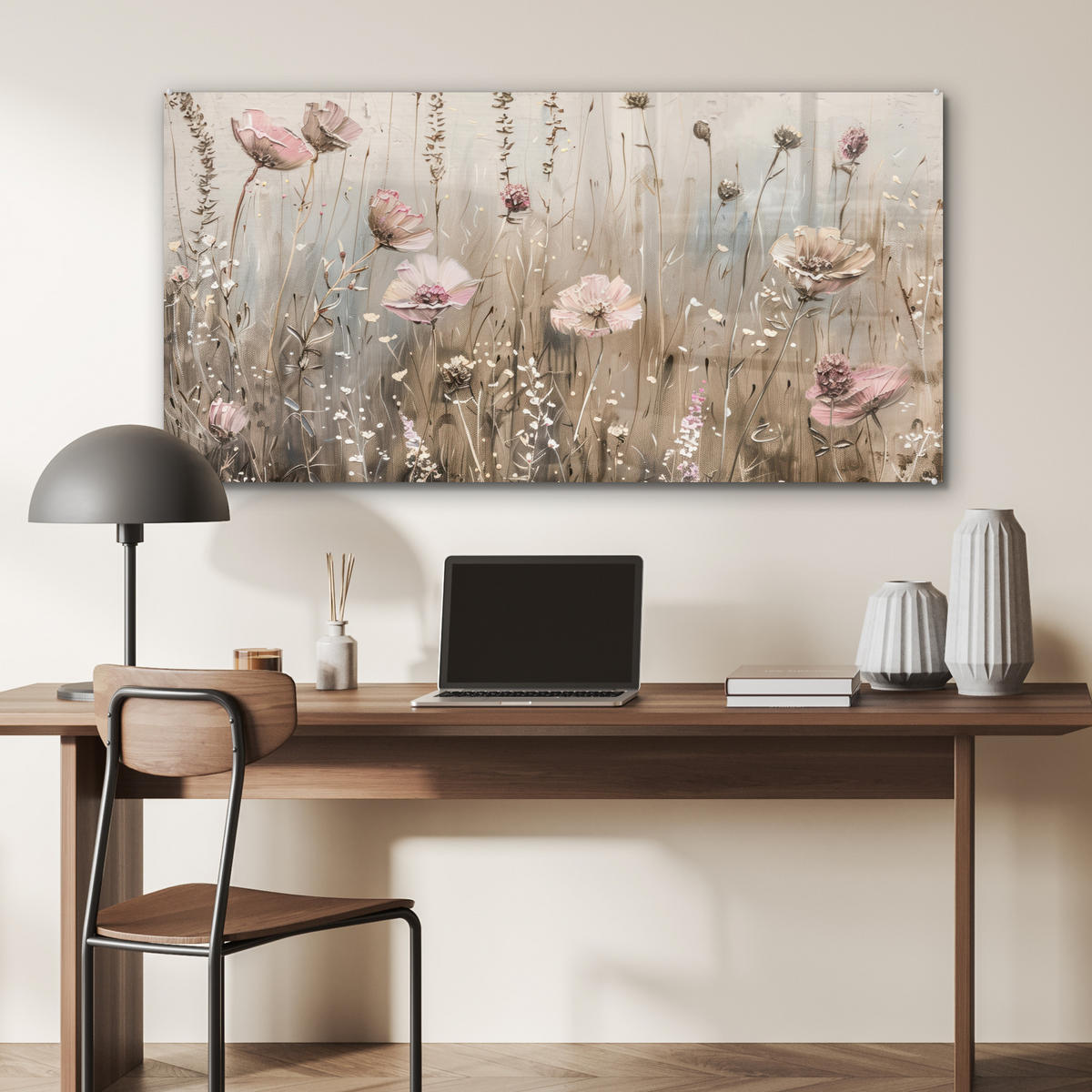 OBRAZ NA AKRYLOVOM SKLE Kvety - Ružová - Moderné - Béžová 120x60 cm - béžová, sklo (120/60cm) - MuchoWow