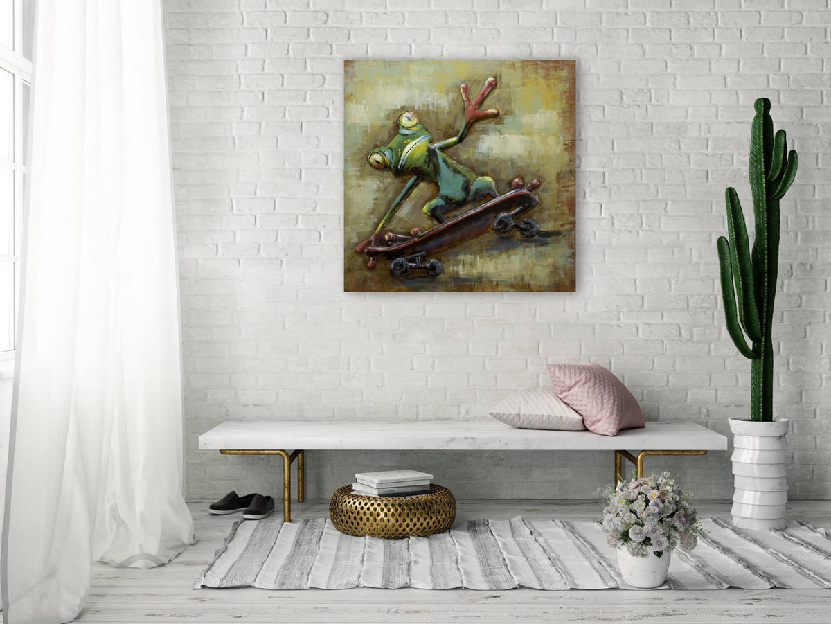 METALLBILD Grün 80/80 cm - Beige/Grün, Metall (4.6/80cm) - KUNSTLOFT