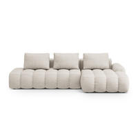 AUSKLAPPBARES-ECKSOFA rechts mit Container Linz aus strukturiertem Stoff beige 3 Sitzplätze - Beige, Textil (142/275cm) - Cosmopolitan Design