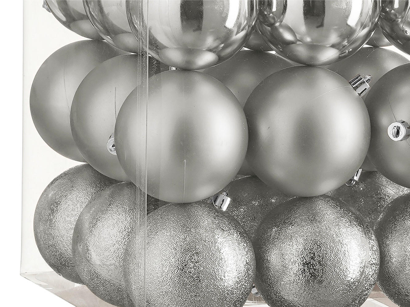 LAALU CHRISTBAUMKUGEL-SET 27 Stück Ornamente: rund silber mix 8 cm - Silberfarben, Kunststoff (35/35/35cm) - LAALU
