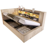 POLSTERBETT 90/190 mit LED, hydraulischem Stauraum und USB in Beige - Beige, Holzwerkstoff/Textil (90/190cm) - EVRYAE