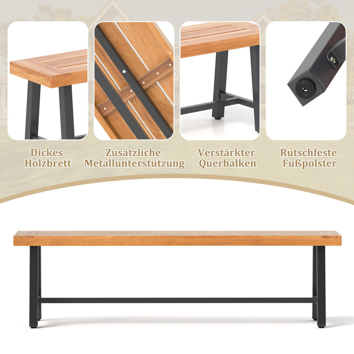 BIERGARTENBANK Natur - Naturfarben, Holz (32/45/160cm) - COSTWAY