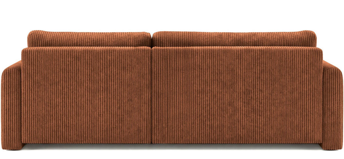 ECKSOFA Cora mit Schlaffunktion & Stauraum, Universell Rechts/Links, Orange Kupfer Cord Chenille 250/82/160 cm - Schwarz/Orange, Kunststoff/Textil (250/160cm) - WFL GROUP