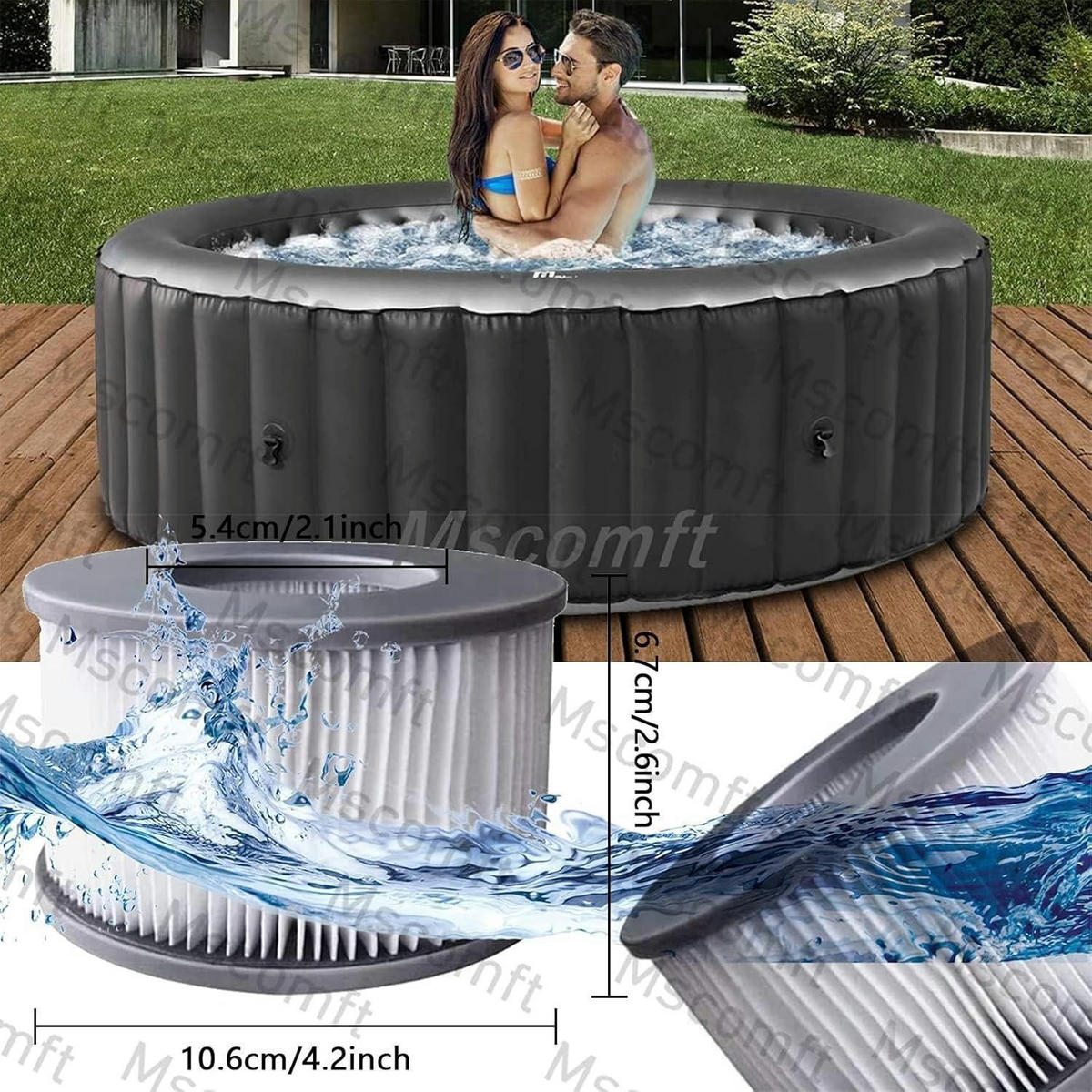 FILTERKARTUSCHEN 12er Set für aufblasbare Whirlpools Ø 11 cm x 8 cm - Multicolor, Kunststoff (11/8/11cm)