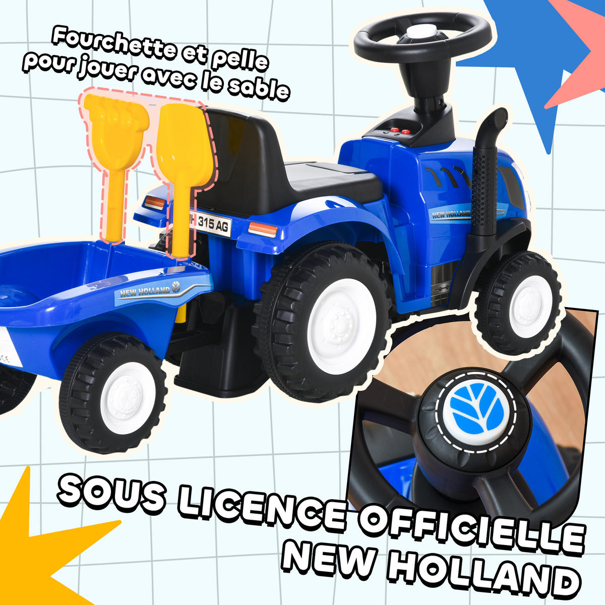 PORTEURTRAKTOR DE-13068 Licht & Sound Blau - Blau, Kunststoff (91/29/44cm) - ComfortXL