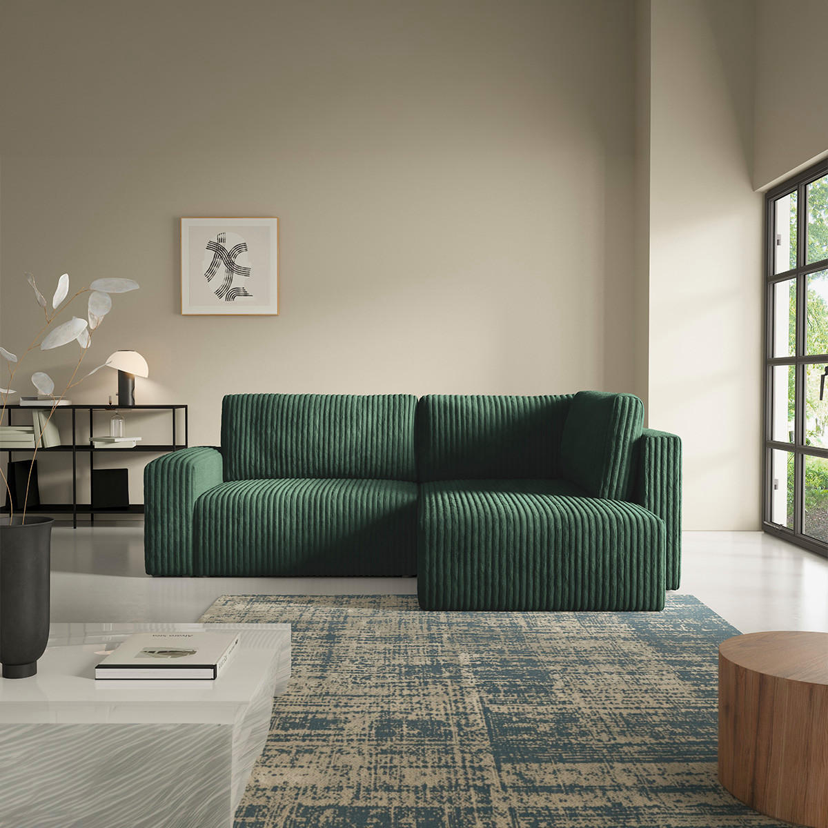 ECKSOFA Angela 4 Sitzplätze Tannengrün - Grün, Holz (245/182cm) - Petits-meubles