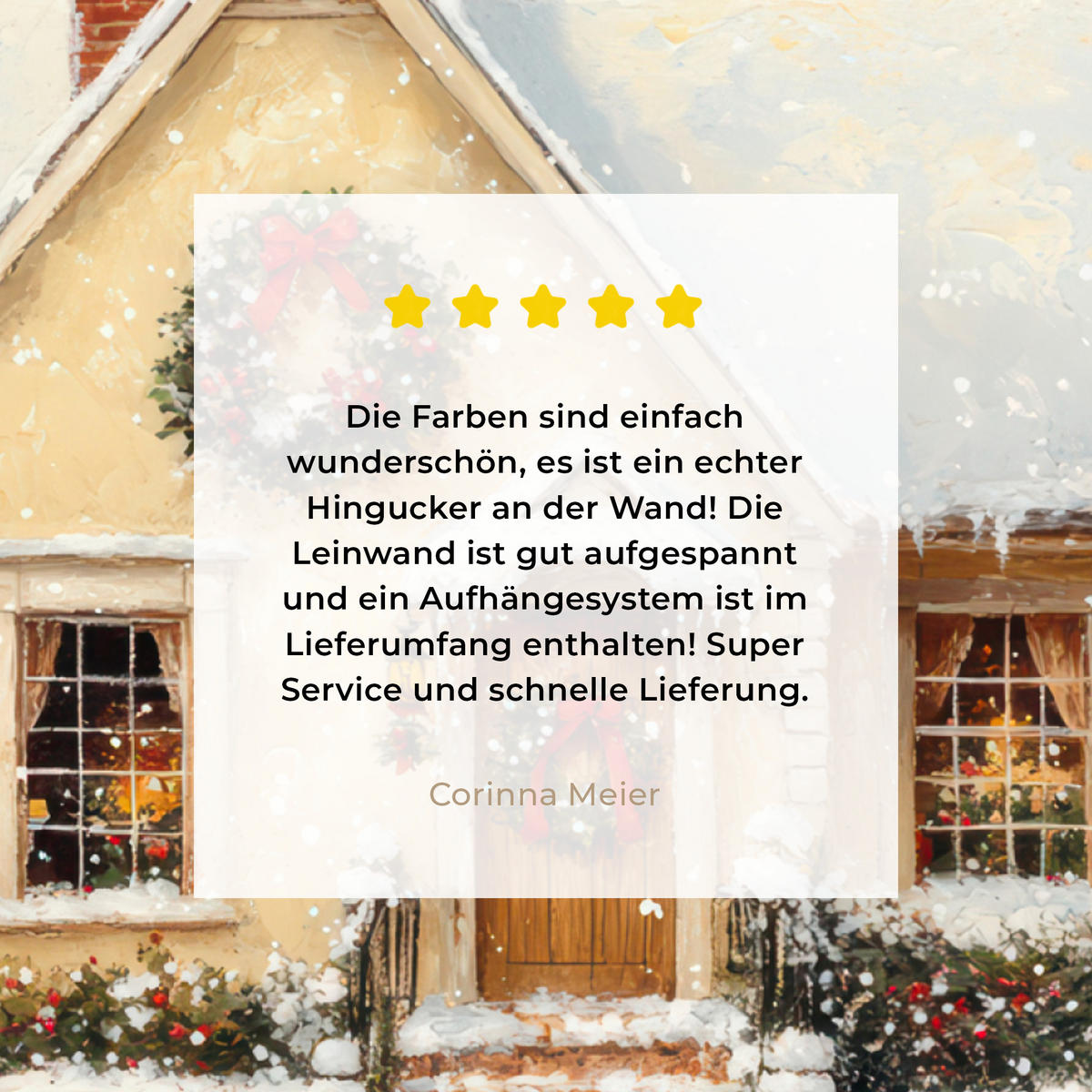 LEINWANDBILD Weihnachten - Zuhause - Winter - Schnee 50x50 cm - Creme, Textil (50/50cm) - MuchoWow