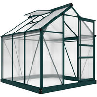 GEWÄCHSHAUS DE-11893 Polycarbonat mit Dachluke & Regenrinne Dunkelgrün - Grün, Metall (192/201/190cm) - ComfortXL