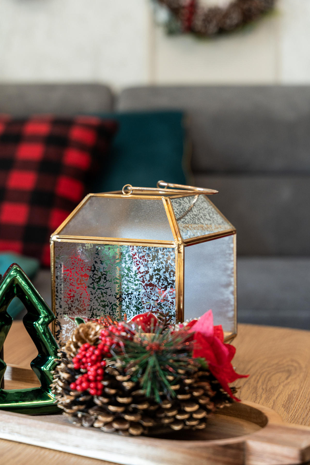 LATERNE aus Glas 14/14/20 cm - Goldfarben, Glas (14/20/14cm) - Fééric Lights and Christmas