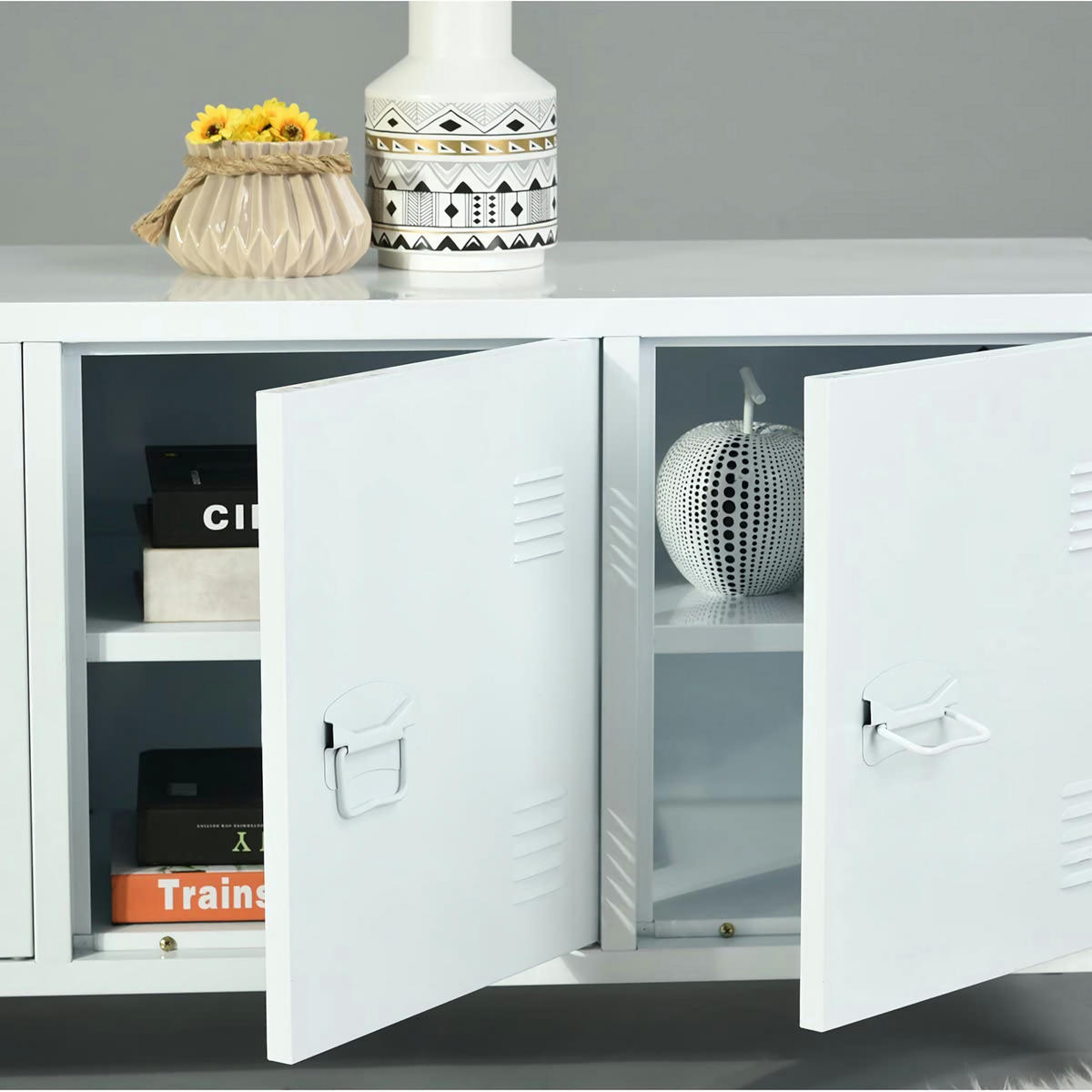 SIDEBOARD Kotka - Weiß, Metall (113/58/40cm) - [en.casa]