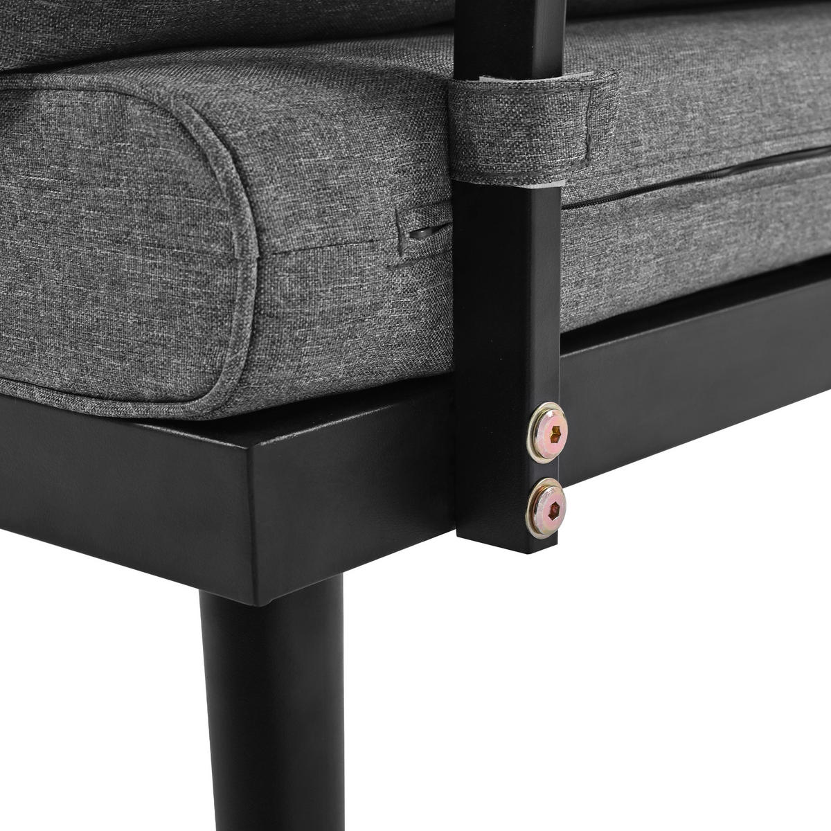 ESSGRUPPE 6-tlg. 5-6 Personen Grau 2x2er-Sofa 2xSessel 2xTisch - Dunkelgrau, Metall - FLIEKS