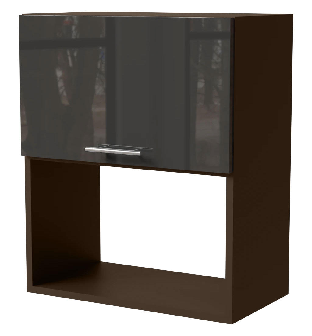 MIKROWELLENUMBAUSCHRANK Essen W2MK/60 Graphit Hochglanz / Lava Matt 60 / 32,5 / 72cm - Dunkelgrau/Graphitfarben, Holz/Holzwerkstoff (60/32.5/72cm) - Feldmann-Wohnen