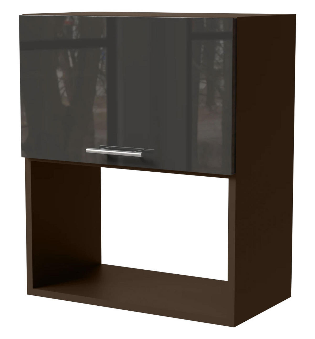 MIKROWELLENUMBAUSCHRANK Essen W2MK/60 Graphit Hochglanz / Lava Matt 60 / 32,5 / 72cm - Dunkelgrau/Graphitfarben, Holz/Holzwerkstoff (60/32.5/72cm) - Feldmann-Wohnen