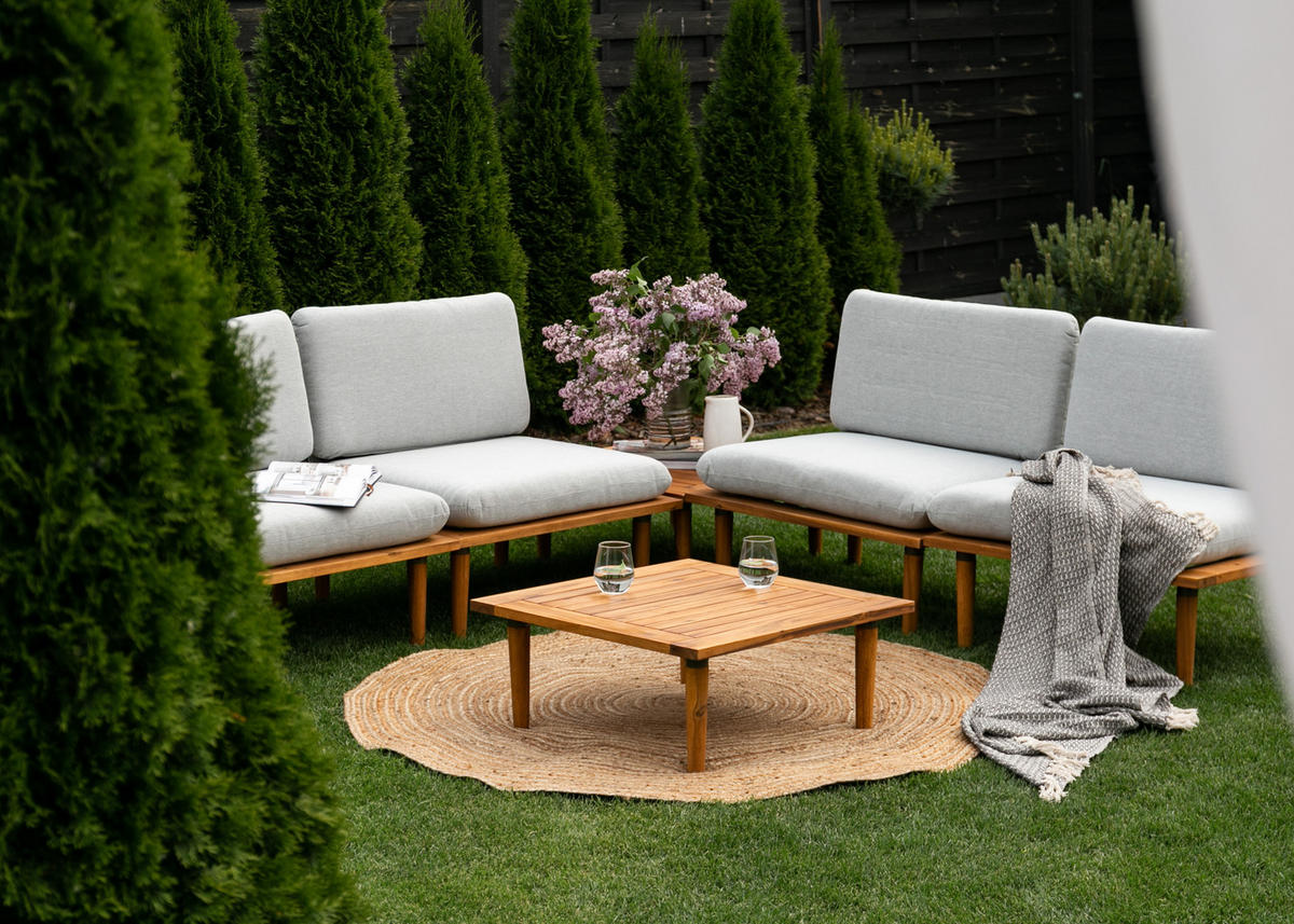 GARTENSET Campionna Grau aus Akazienholz - Grau, Holz/Textil - Selsey