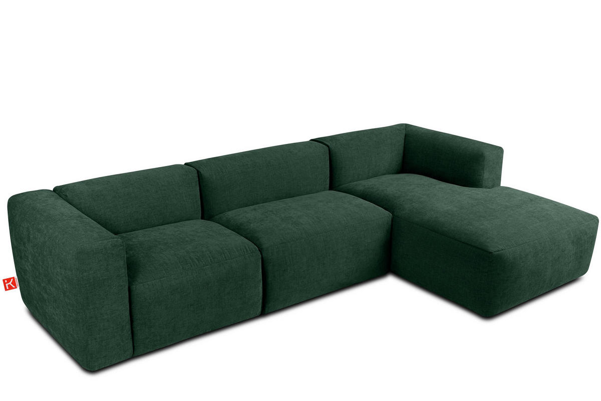 ECKMODULSOFA-RECHTS BUFFO mit extrem weicher und bequemer Sitzfläche, Gewebestoff, maritim - Grün, Textil (297/180cm) - KONSIMO®