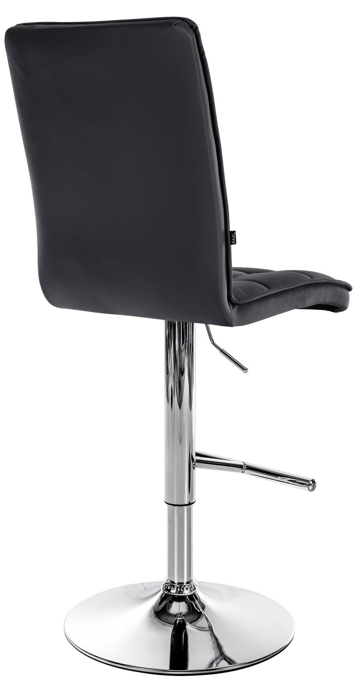 BARHOCKER Pimir Kunstleder Schwarz Silber - Schwarz, Leder/Metall (45/112/54cm) - DELUKE