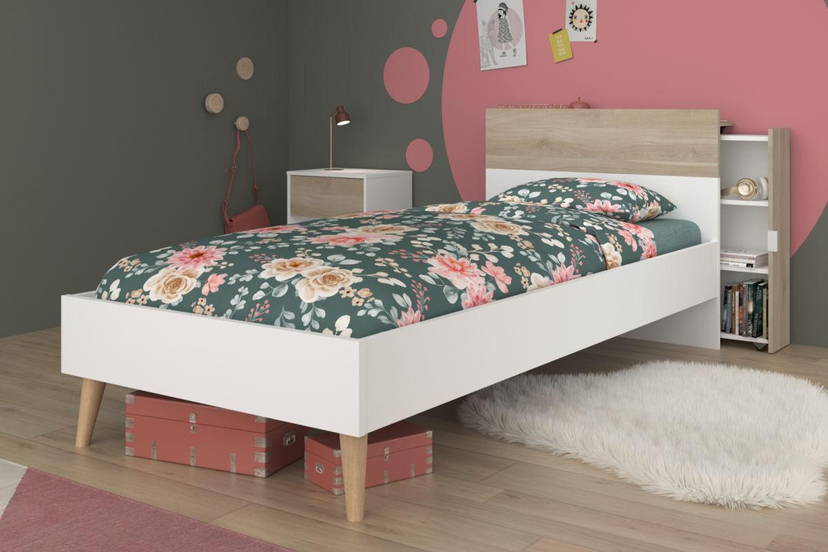 JUGENDZIMMER weiß, Eiche, Komplett-Set 3-teilig mit Stauraum - Eichefarben/Silberfarben, Holzwerkstoff/Kunststoff (95/79/206cm) - Parisot Meuble