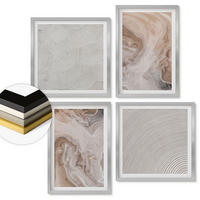 WANDBILDER 4er Set - 50x50 cm & 40x60 cm Silberner Rahmen - Marmorstein-Texturmuster - Silberfarben, Kunststoff (50/50cm) - ArtPrintCave