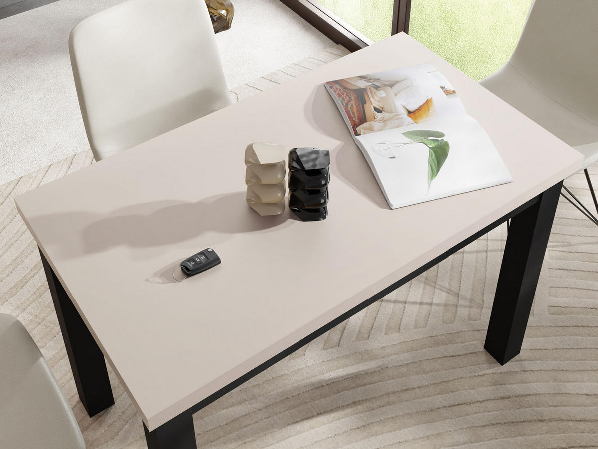 ESSTISCH Arden rechteckig, Grau Beige Kaschmir 100/60/73 cm - Kaschmir/Schwarz, Holz/Holzwerkstoff (100/60/73cm) - WFL GROUP