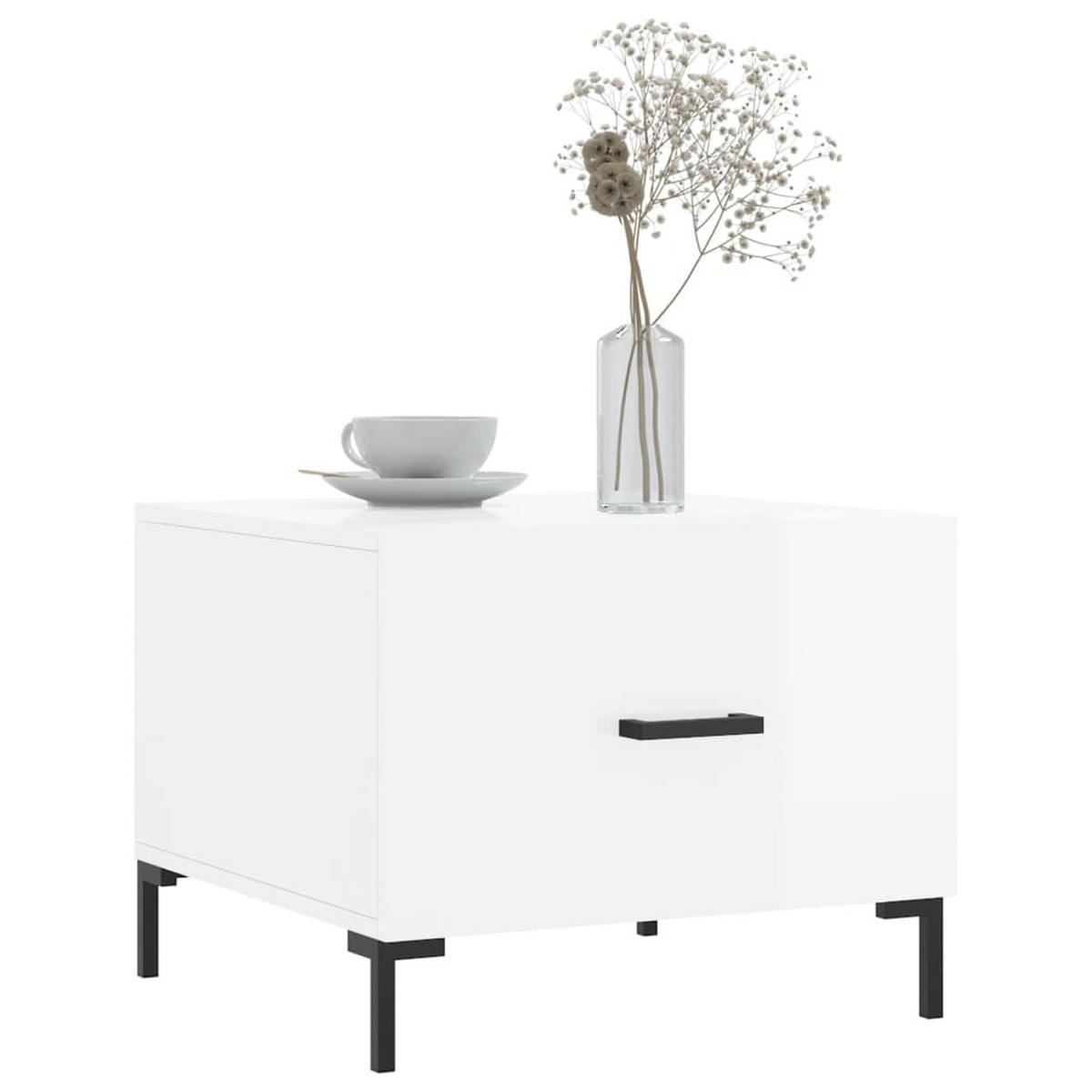 COUCHTISCHE 2 Stk. Hochglanz-Weiß 50x50x40 cm Holzwerkstoff - Weiß, Holzwerkstoff (50/50/40cm) - furnicato
