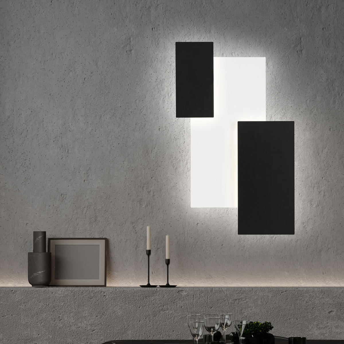LED WANDLEUCHTE Metall Schwarz Glas satiniert - Schwarz, Glas (33/6.5/53cm) - Wofi