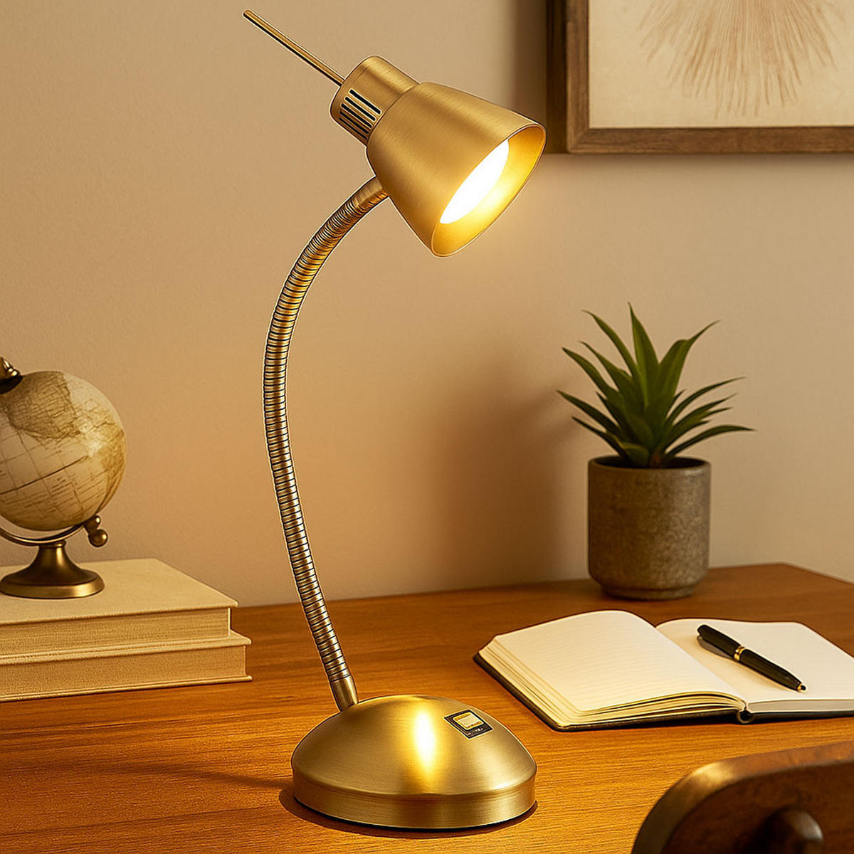 LED TISCHLEUCHTE NUOVA Altmessing - Messingfarben, Metall (24/24/44cm) - Globo Lighting