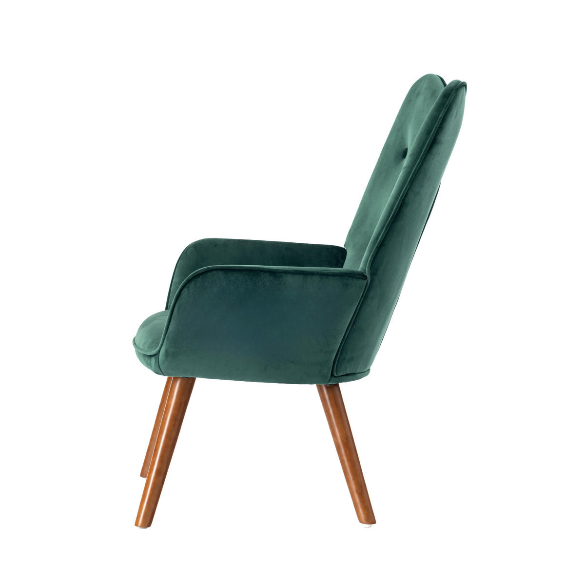 SESSEL Samt, Füße aus Massivholz Grün - Dunkelgrün/Dunkelbraun, Holz/Buchenholz (61/91.5/69cm) - Urban Meuble