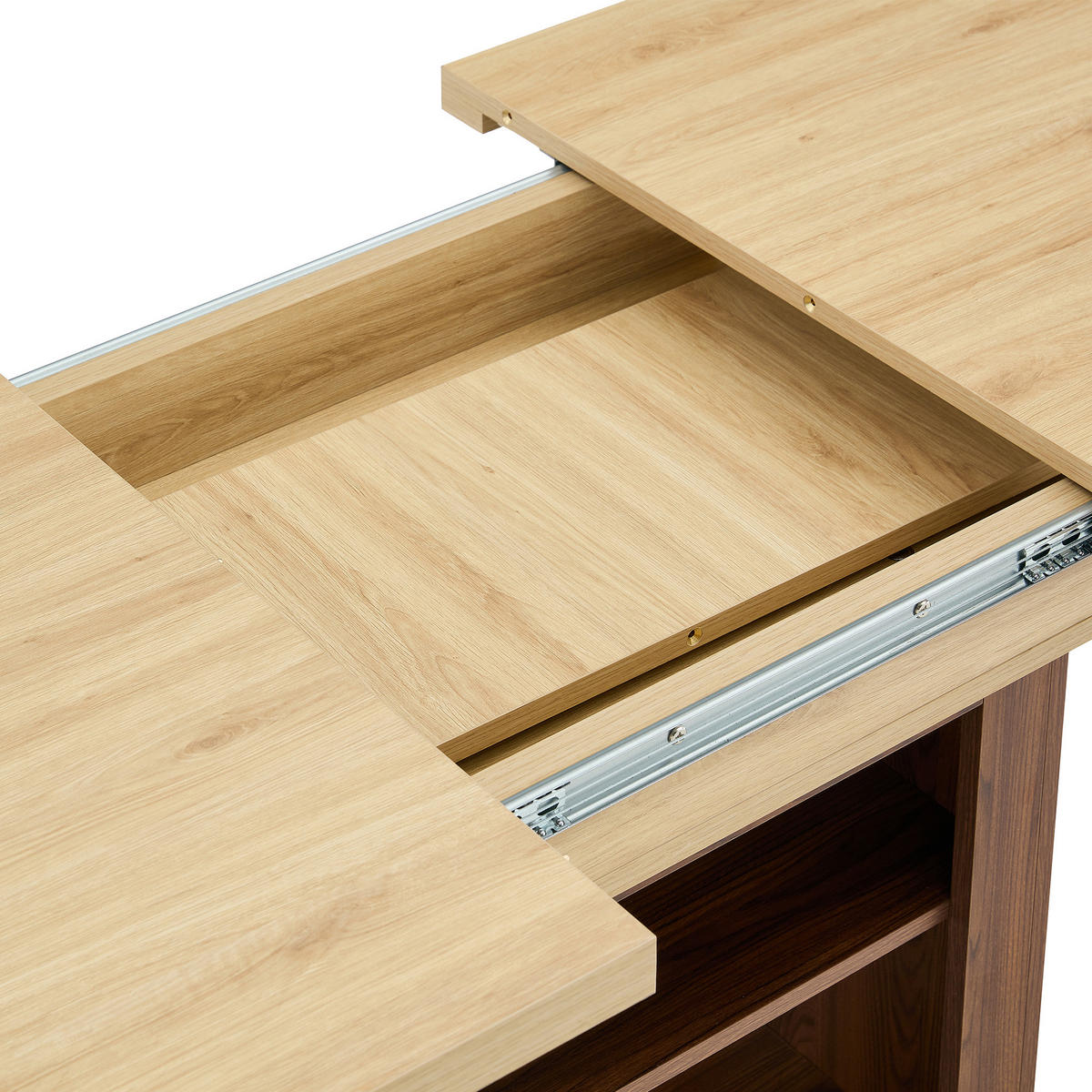 AUSZIEHTISCH Nussbaumfarben/Hellholzfarben 130-160/80/75,5 cm - Walnussfarben, Holz (80/130/75.5cm) - PANGIVO