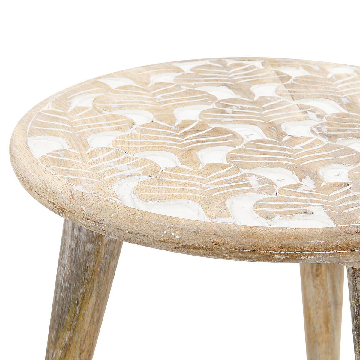 BEISTELLTISCH 2er-Set Rund Holz, Weiß Hursi - Hellbraun, Holz (46/46cm) - Beliani