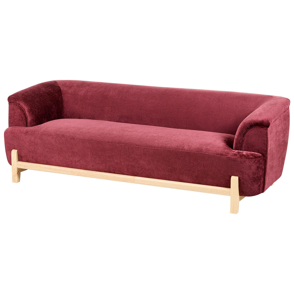 3-SITZER-SOFA Chenillegewebe Burgunderrot Alnor - Dunkelrot, Textil (205/67/85cm) - Beliani