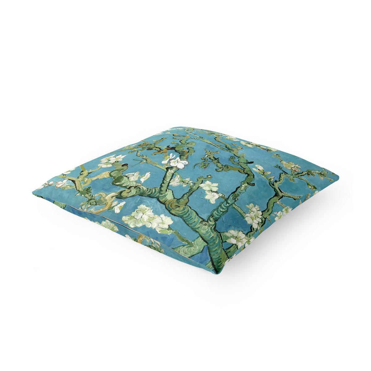 KISSENBEZUG Vincent van Gogh - Mandelblüte 50/50 cm - Blau, Textil (50/50cm) - Bilderwelten