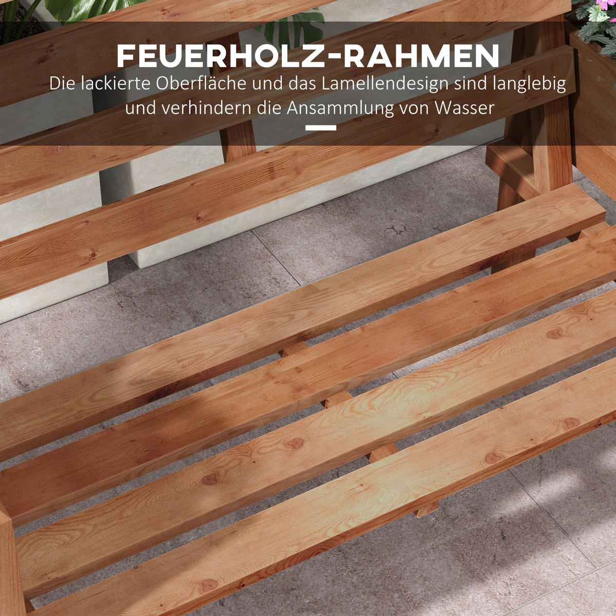 GARTENBANK, 2-Sitzer, Holzbank, mit Blumenkasten, für Garten, Terrasse, Dunkelbraun - Braun, Holz (59/95/184cm) - Outsunny