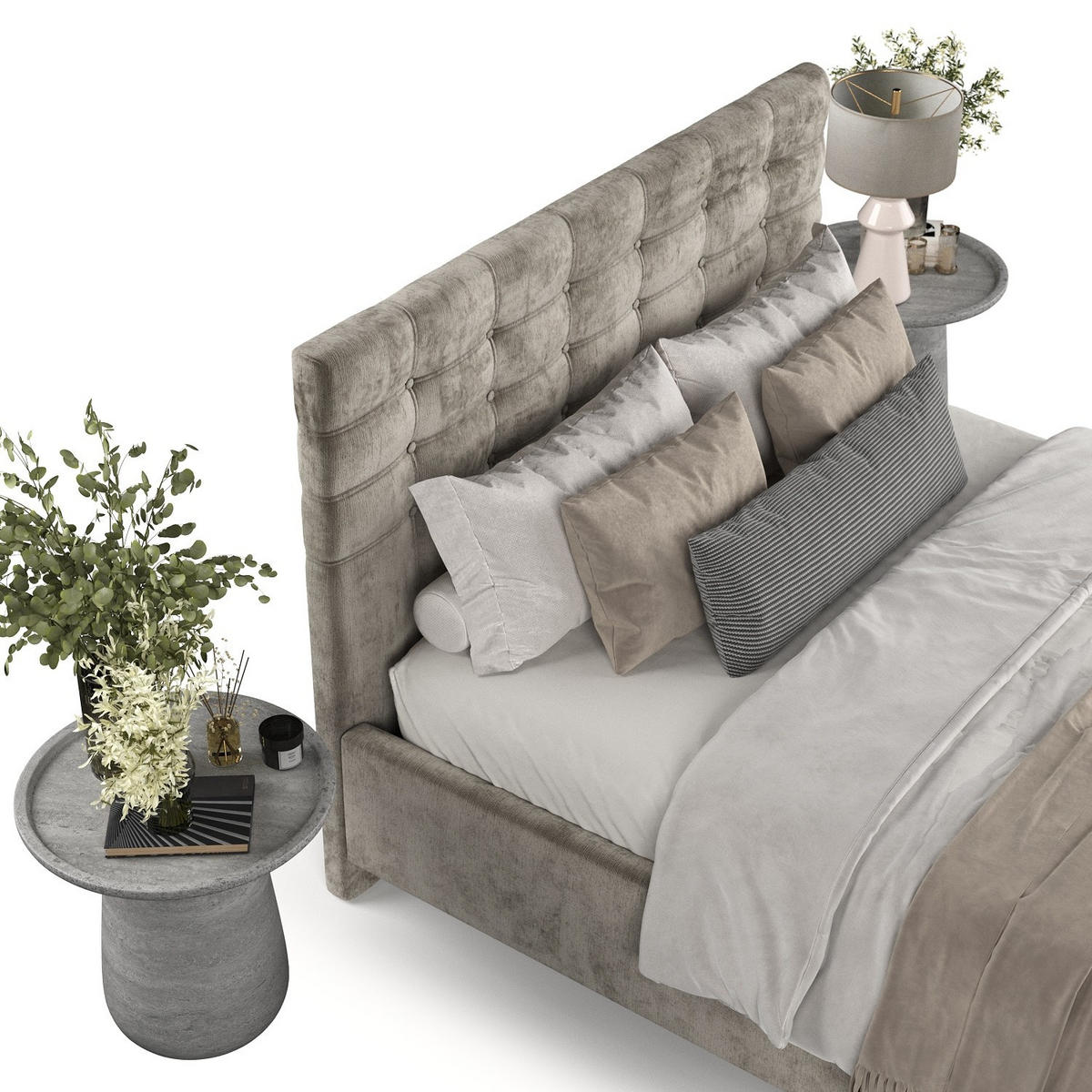 POLSTERBETT Soma 120/200 cm Beige im Lotta Stoff - Beige/Naturfarben, Holz/Holzwerkstoff (120/200cm) - AltaBeds