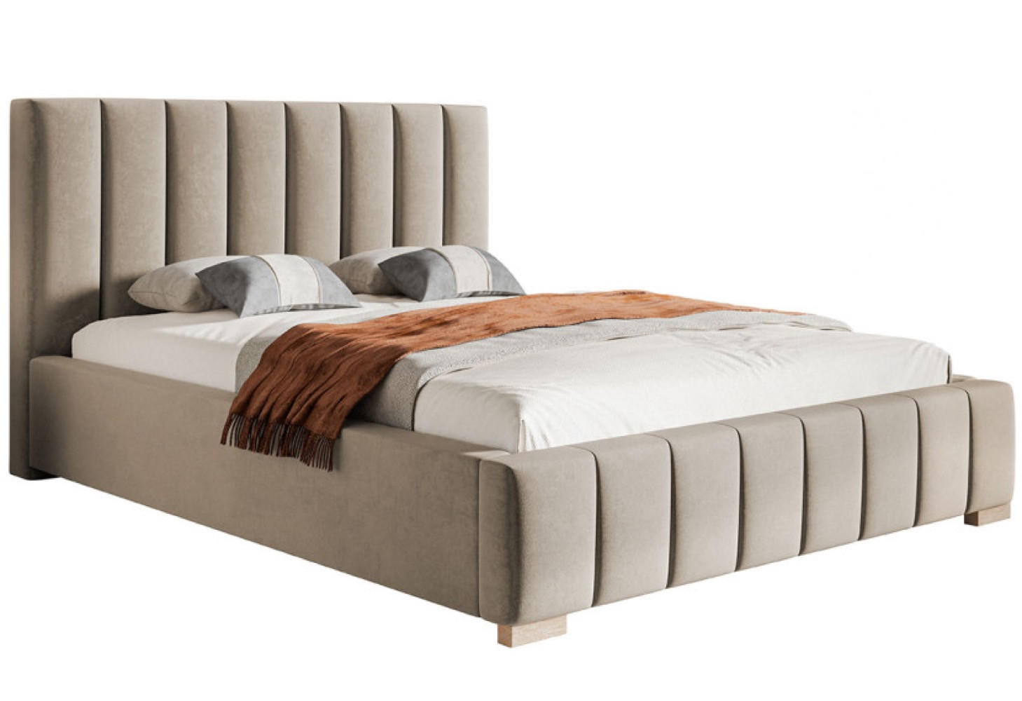 BETT Dunkelbeige BEN 10 Gepolstert Mit Bettkasten 140x200 cm - Eichefarben/Beige, Textil (140/200cm) - Sepro Meble