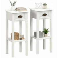 BEISTELLTISCH DE-15838 2er-Set mit Schublade Weiß - Weiß, Holzwerkstoff (30/30/75cm) - ComfortXL