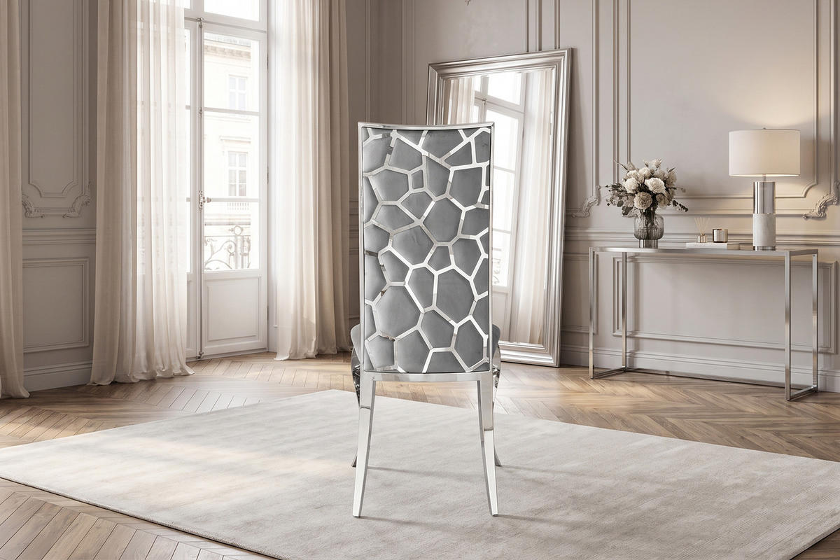 ESSZIMMERSTUHL MORA Grau Velvet (1er-Set) - Grau, Textil (48/109/57cm) - KAWOLA