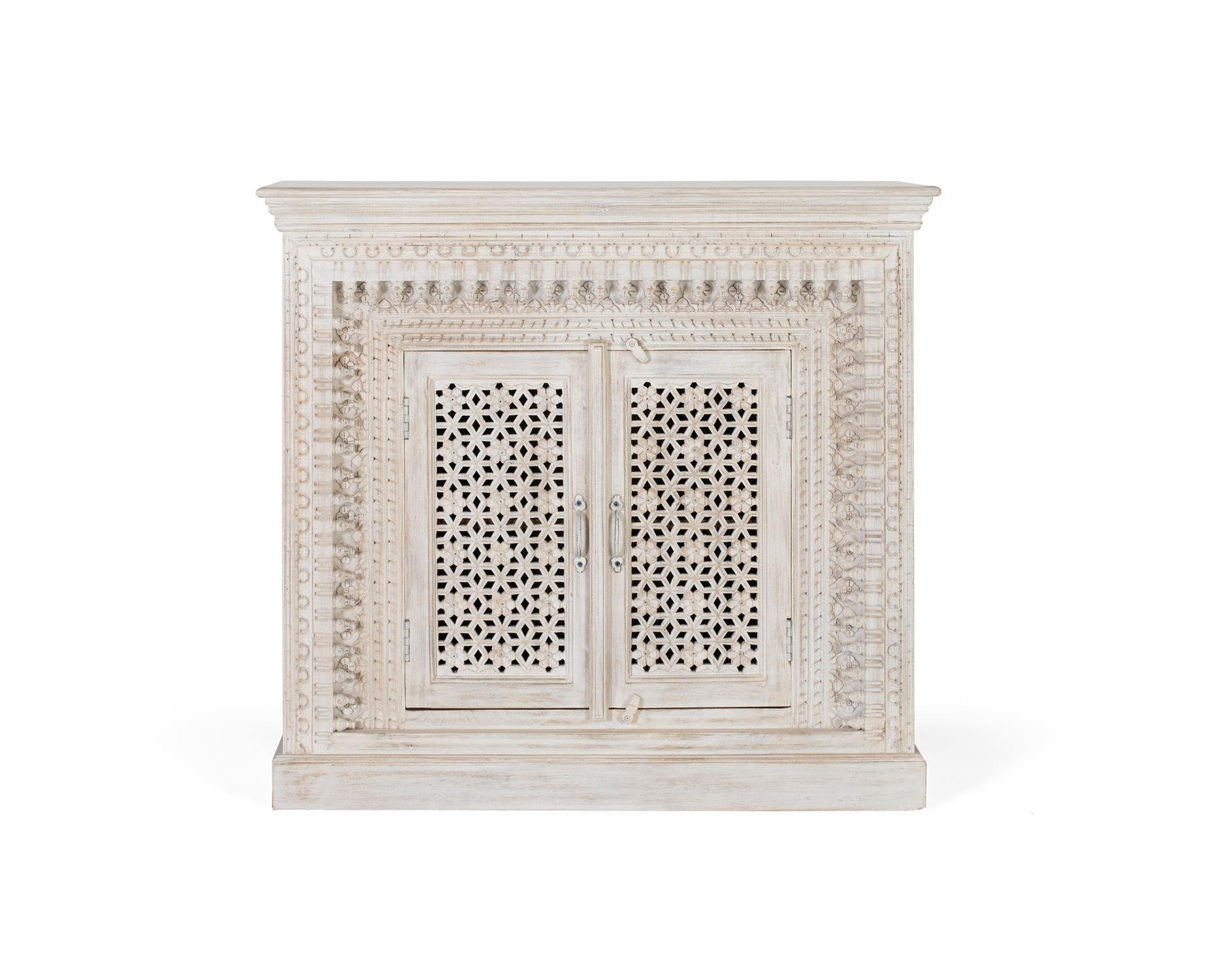 SIDEBOARD aus gealtertem weißem Mangoholz - Perlmutt, Holz (40/100/110cm) - Giner y Colomer