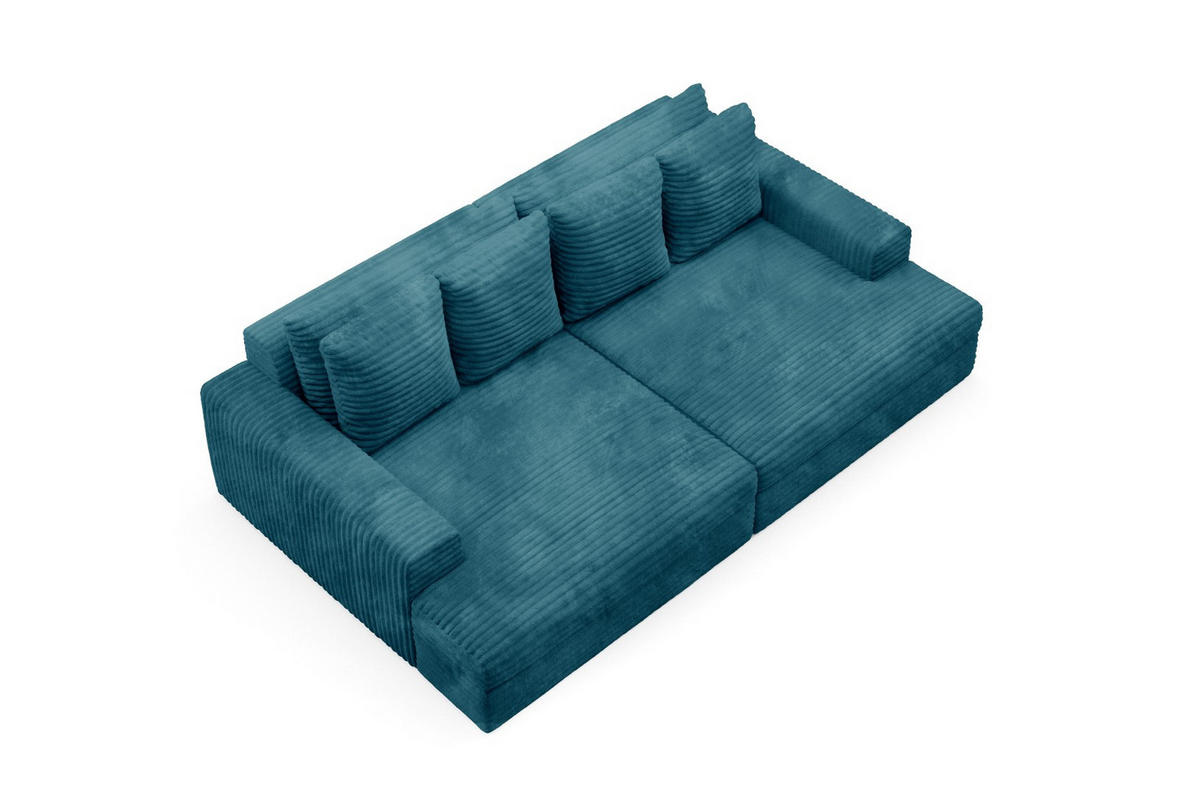 SCHLAFSOFA Premium Extra Komfort Blau - Blau/Schwarz, Holz/Holzwerkstoff (272/42/167cm) - Furnisell