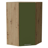 ECKHÄNGESCHRANK Brerra RAL 6025 farngrün Matt / Eiche Artisan Matt 60 / 60 / 96cm - Eiche Artisan/Grün, Holz/Holzwerkstoff (60/96/60cm) - Feldmann-Wohnen