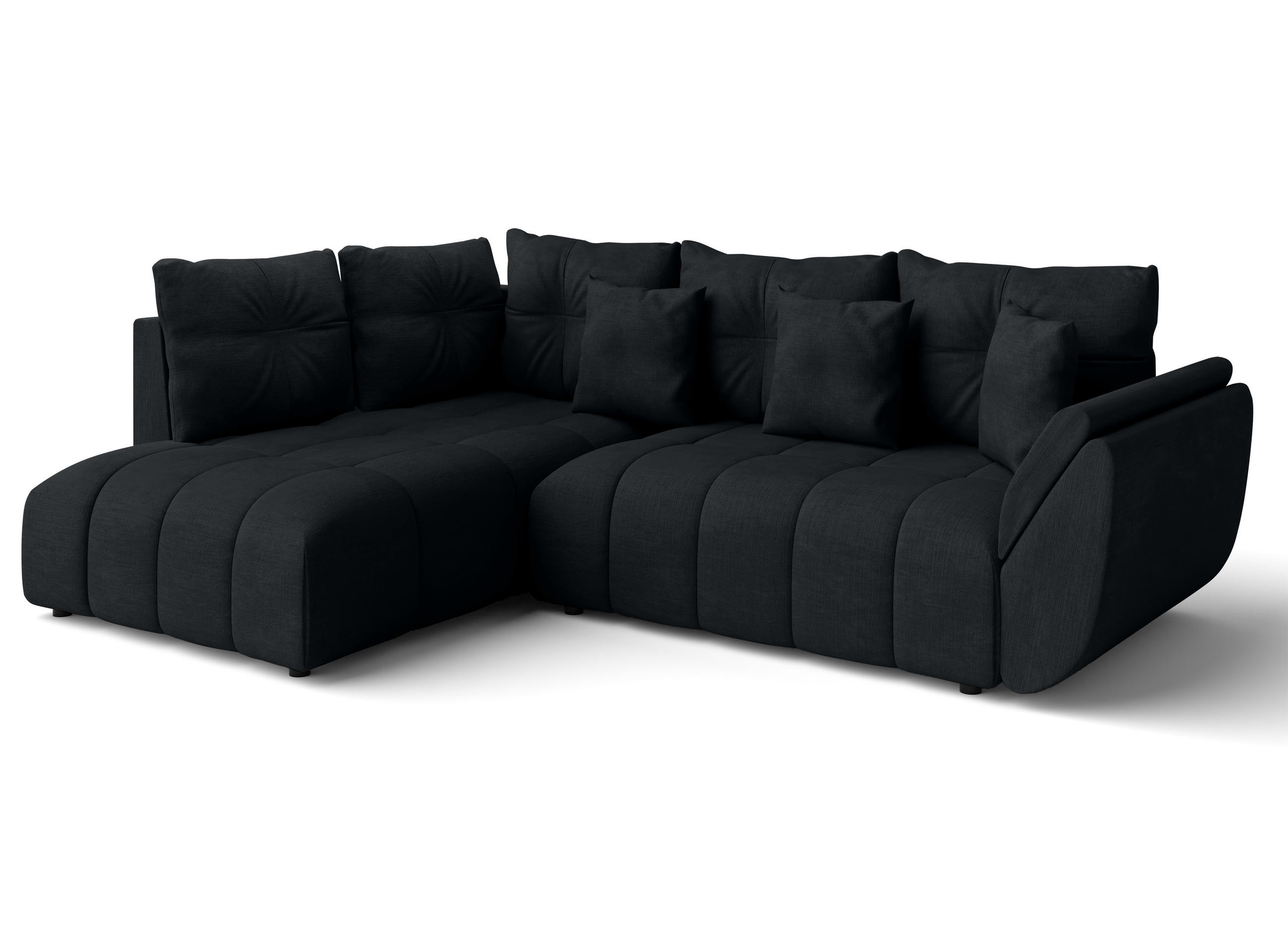 ECKSOFA L Form Corleone Schwarz 266/182/91 cm mit Schlaffunktion - Schwarz, Kunststoff/Textil (266/182cm) - AX Living