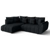ECKSOFA L Form Corleone Schwarz 266/182/91 cm mit Schlaffunktion - Schwarz, Kunststoff/Textil (266/182cm) - AX Living