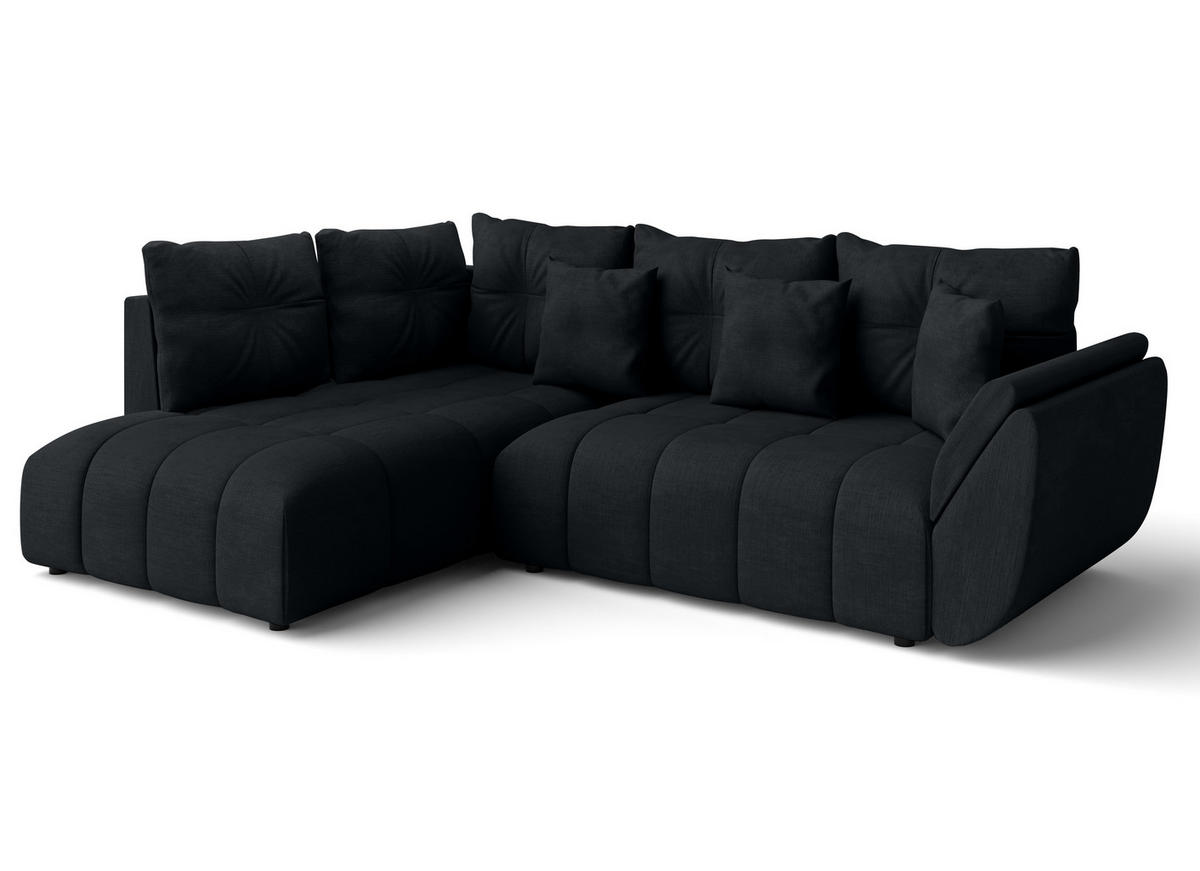 ECKSOFA L Form Corleone Schwarz 266/182/91 cm mit Schlaffunktion - Schwarz, Kunststoff/Textil (266/182cm) - AX Living