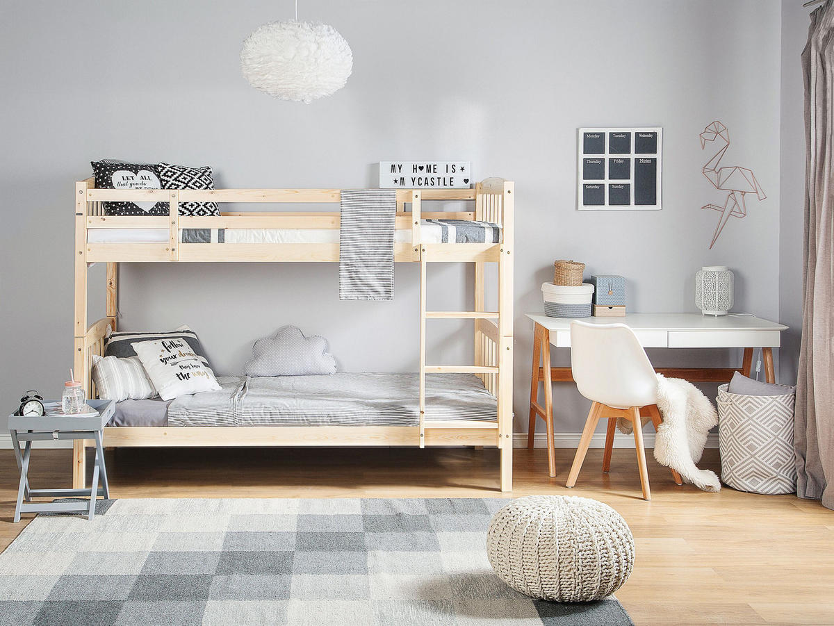 HOCHBETT Heller Holzfarbton 90-200 cm Revin - Eschefarben, Holz (90/200cm) - Beliani
