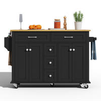 KÜCHENINSEL 140/40(65)/89 cm aus MDF mit ausklappbarer Arbeitsplatte Schwarz/Natur - Schwarz, Holzwerkstoff (140/89/65cm) - Modenvie