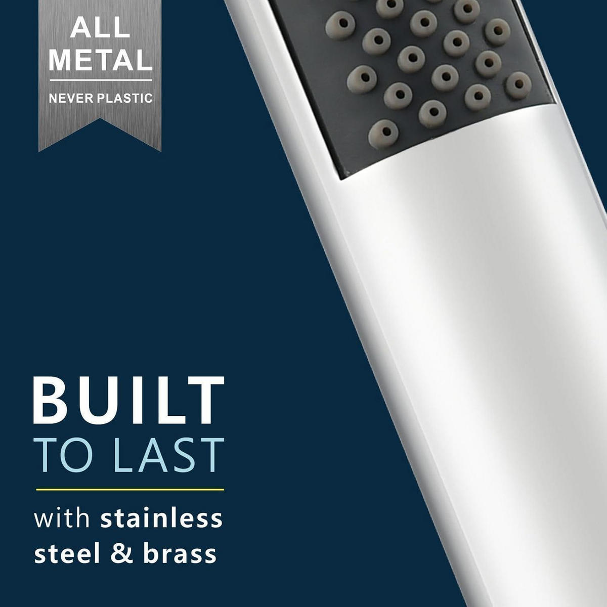 HANDBRAUSE Komplett aus Metall Chrom Hochdruck - Silberfarben, Metall (3/12.7/23cm)