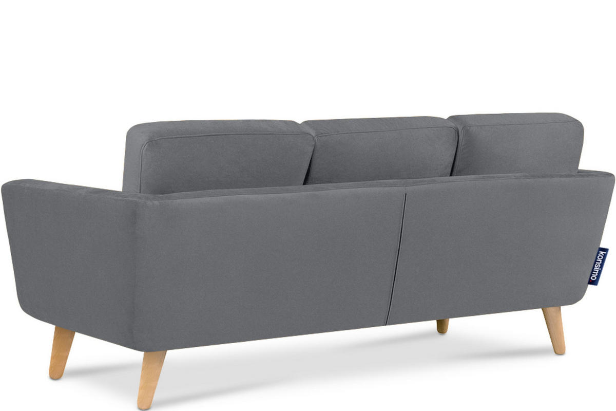 ECKSOFA-RECHTS TAGIO 3/4 Sitzer, grau - Braun/Grau, Buchenholz/Textil (190/151cm) - KONSIMO®