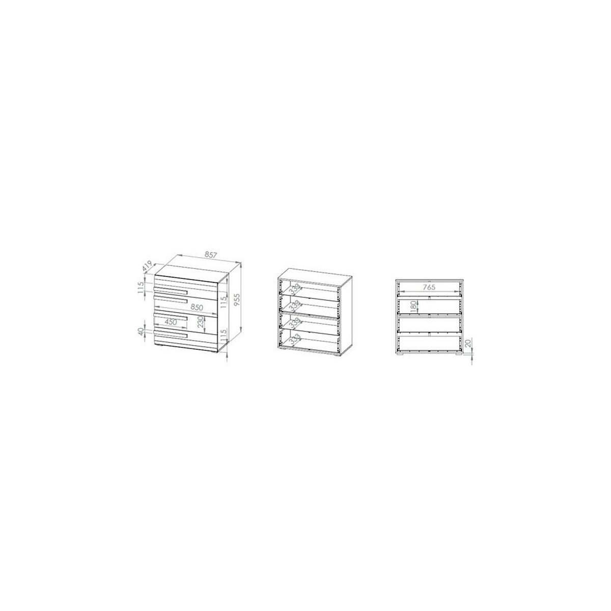 KOMMODE Blanco Pinie weiß / grau 86 / 42 / 96cm - Weiß, Holz/Holzwerkstoff (86/96/42cm) - Feldmann-Wohnen