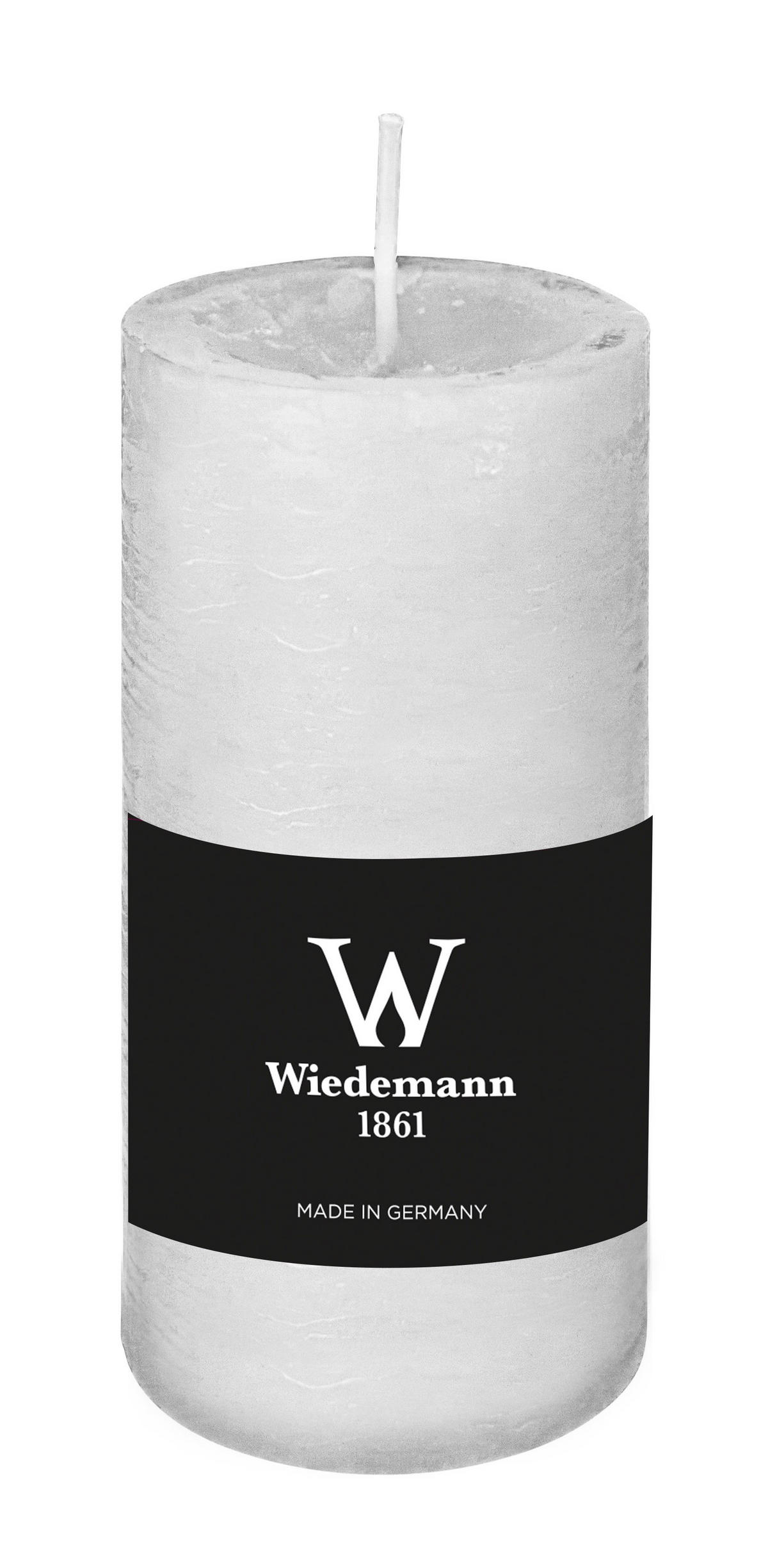 STUMPENKERZE Rustik Marble Style Weiß 120 x Ø 58 mm - Weiß, Paraffin (12cm) - Wiedemann Kerzen